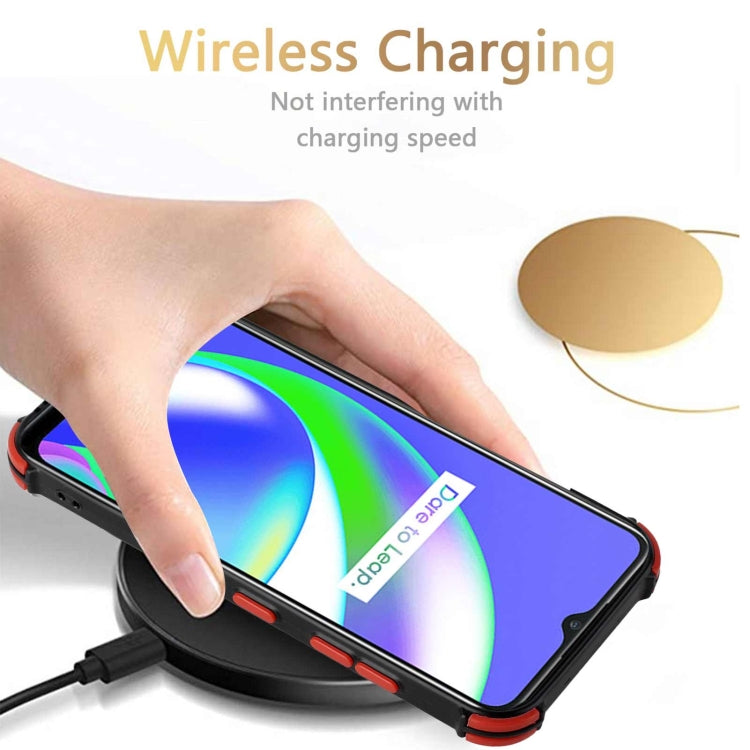 For OPPO Realme C12 / C25 / Narzo 20 / Narzo 30A Dream PU + TPU Four-corner Shockproof Back Cover Case with Card Slots & Holder