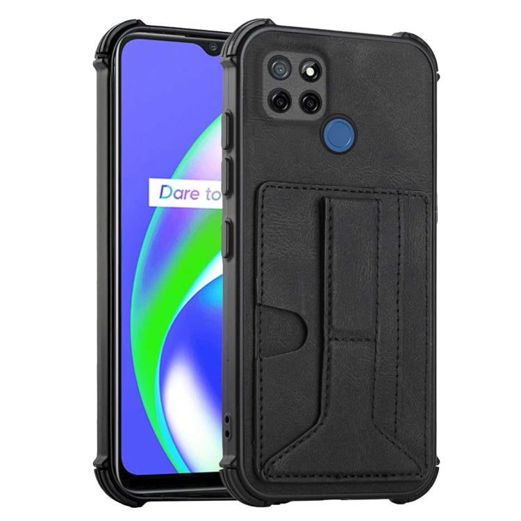 For OPPO Realme C12 / C25 / Narzo 20 / Narzo 30A Dream PU + TPU Four-corner Shockproof Back Cover Case with Card Slots & Holder