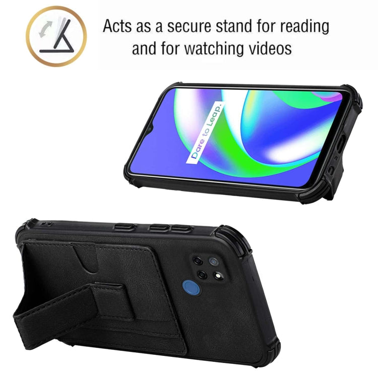 For OPPO Realme C12 / C25 / Narzo 20 / Narzo 30A Dream PU + TPU Four-corner Shockproof Back Cover Case with Card Slots & Holder