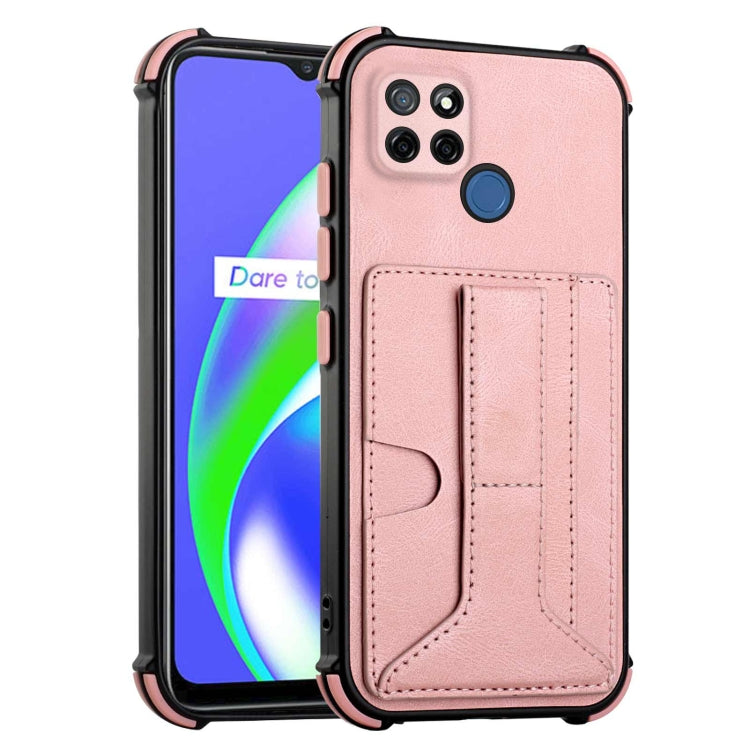 For OPPO Realme C12 / C25 / Narzo 20 / Narzo 30A Dream PU + TPU Four-corner Shockproof Back Cover Case with Card Slots & Holder