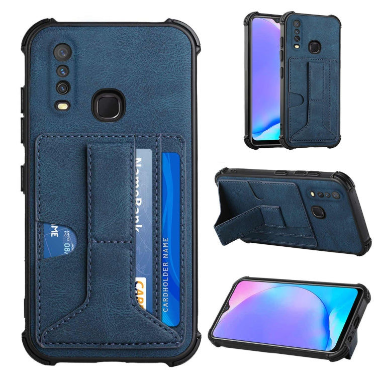 For vivo Y12i / Y11 / Y12 / Y15 / Y17 Dream PU + TPU Four-corner Shockproof Back Cover Case with Card Slots & Holder