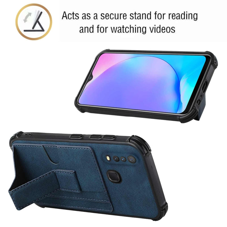 For vivo Y12i / Y11 / Y12 / Y15 / Y17 Dream PU + TPU Four-corner Shockproof Back Cover Case with Card Slots & Holder