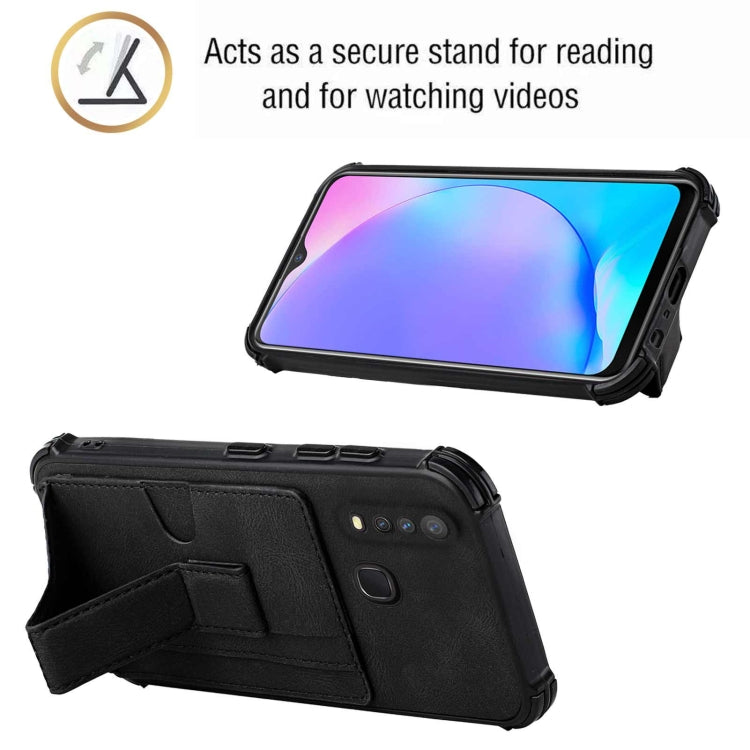 For vivo Y12i / Y11 / Y12 / Y15 / Y17 Dream PU + TPU Four-corner Shockproof Back Cover Case with Card Slots & Holder