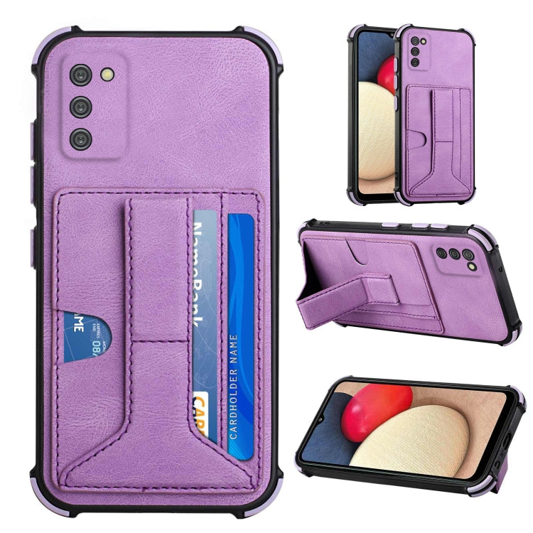 For Samsung Galaxy A02s EU Version Dream PU + TPU Four-corner Shockproof Back Cover Case with Card Slots & Holder