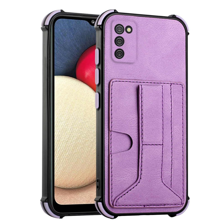 For Samsung Galaxy A02s EU Version Dream PU + TPU Four-corner Shockproof Back Cover Case with Card Slots & Holder