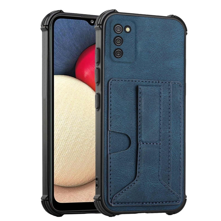For Samsung Galaxy A02s EU Version Dream PU + TPU Four-corner Shockproof Back Cover Case with Card Slots & Holder