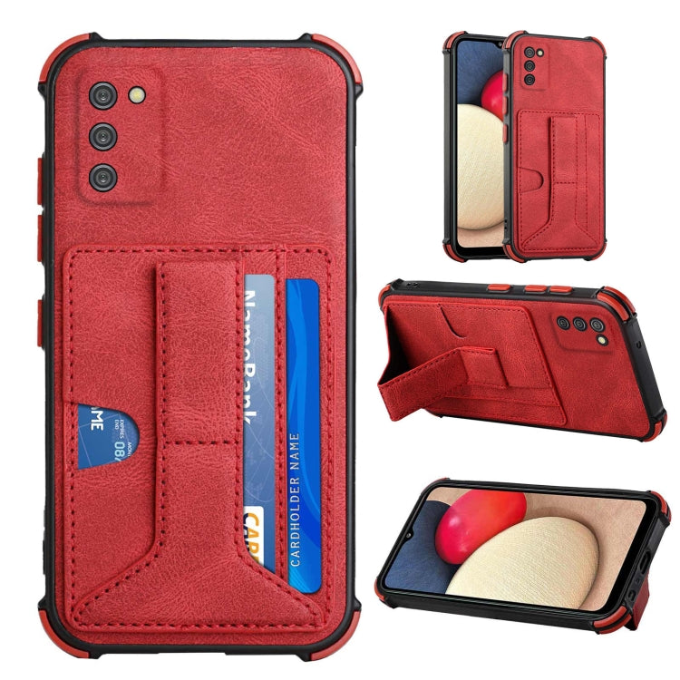 For Samsung Galaxy A02s EU Version Dream PU + TPU Four-corner Shockproof Back Cover Case with Card Slots & Holder