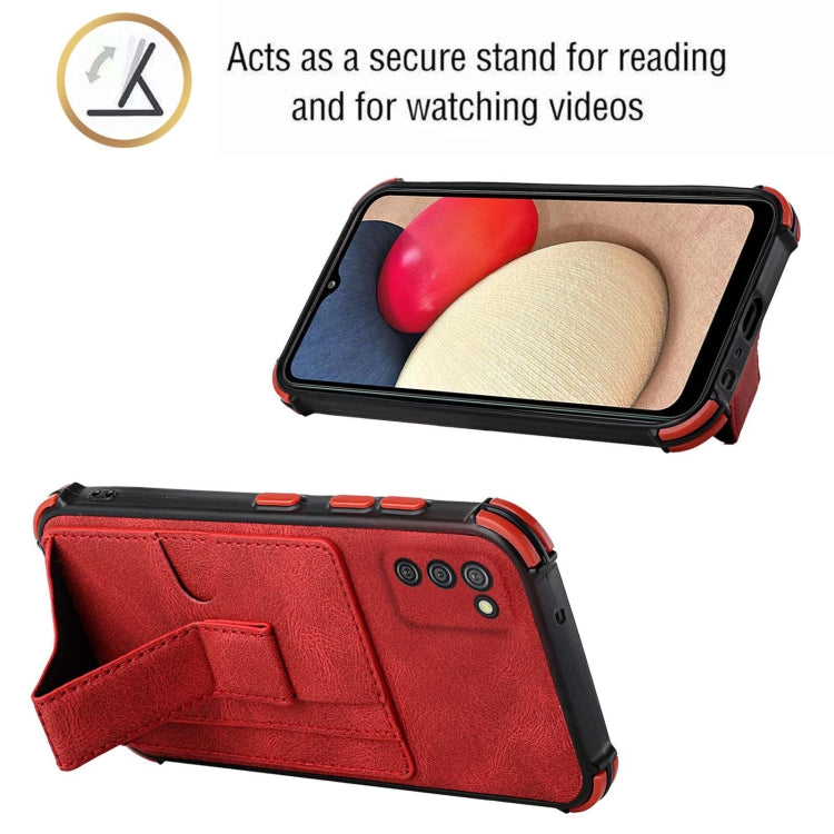 For Samsung Galaxy A02s EU Version Dream PU + TPU Four-corner Shockproof Back Cover Case with Card Slots & Holder