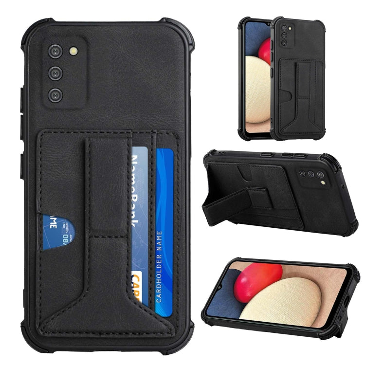 For Samsung Galaxy A02s EU Version Dream PU + TPU Four-corner Shockproof Back Cover Case with Card Slots & Holder