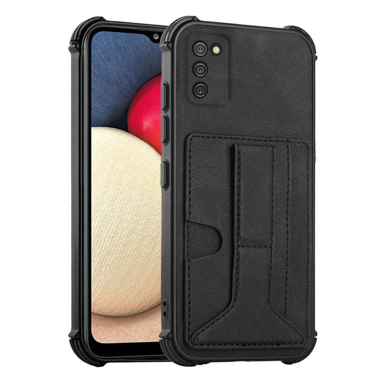 For Samsung Galaxy A02s EU Version Dream PU + TPU Four-corner Shockproof Back Cover Case with Card Slots & Holder