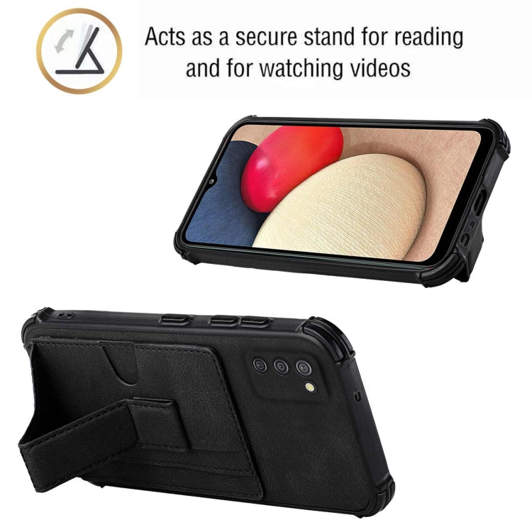 For Samsung Galaxy A02s EU Version Dream PU + TPU Four-corner Shockproof Back Cover Case with Card Slots & Holder