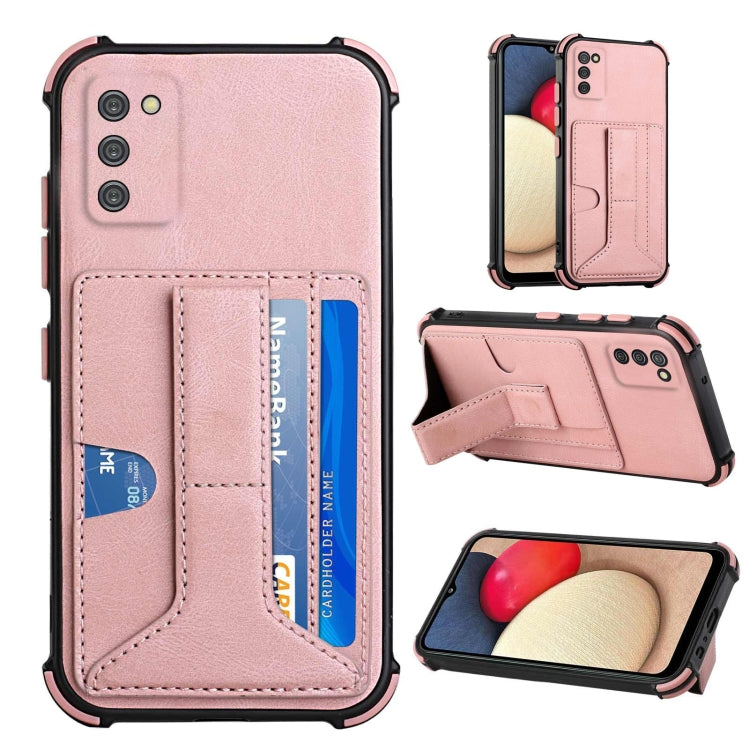 For Samsung Galaxy A02s EU Version Dream PU + TPU Four-corner Shockproof Back Cover Case with Card Slots & Holder
