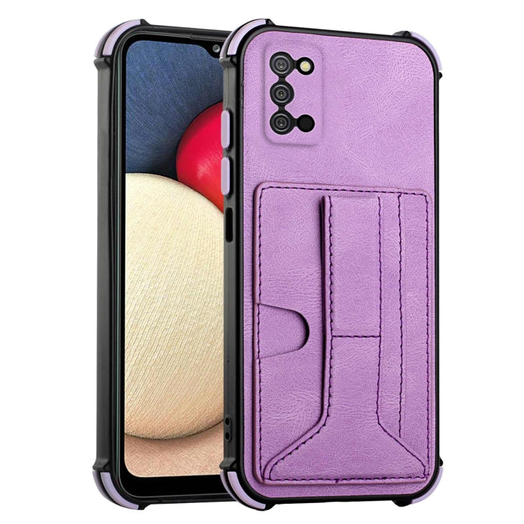 For Samsung Galaxy A02s US Version / A03s Dream PU + TPU Four-corner Shockproof Back Cover Case with Card Slots & Holder