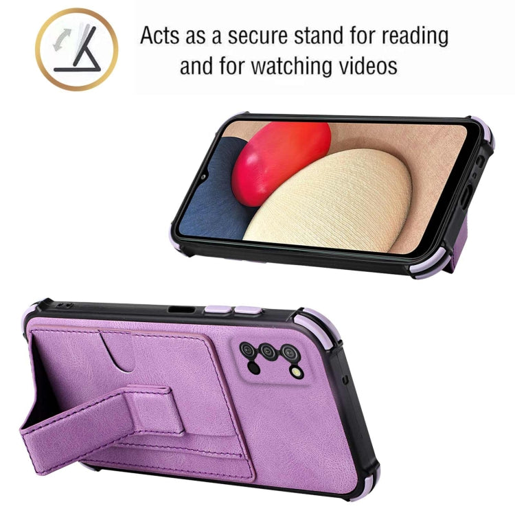 For Samsung Galaxy A02s US Version / A03s Dream PU + TPU Four-corner Shockproof Back Cover Case with Card Slots & Holder