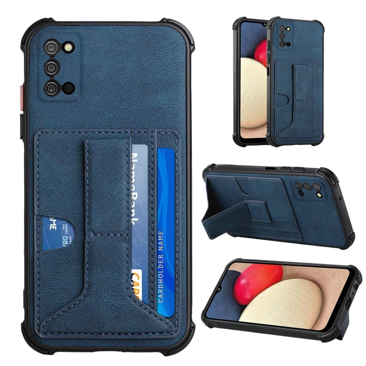 For Samsung Galaxy A02s US Version / A03s Dream PU + TPU Four-corner Shockproof Back Cover Case with Card Slots & Holder
