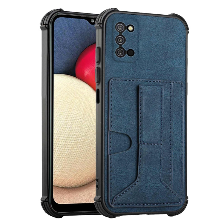 For Samsung Galaxy A02s US Version / A03s Dream PU + TPU Four-corner Shockproof Back Cover Case with Card Slots & Holder