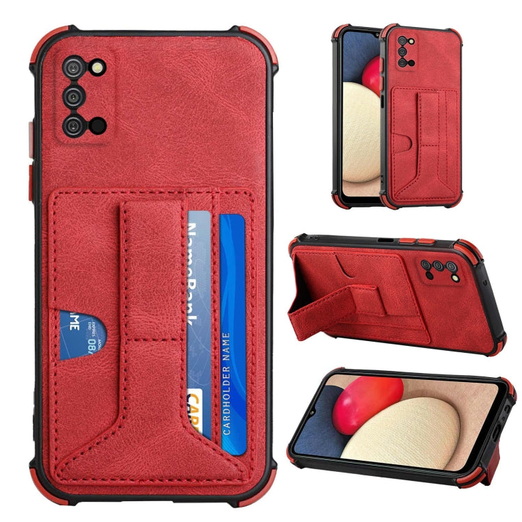 For Samsung Galaxy A02s US Version / A03s Dream PU + TPU Four-corner Shockproof Back Cover Case with Card Slots & Holder