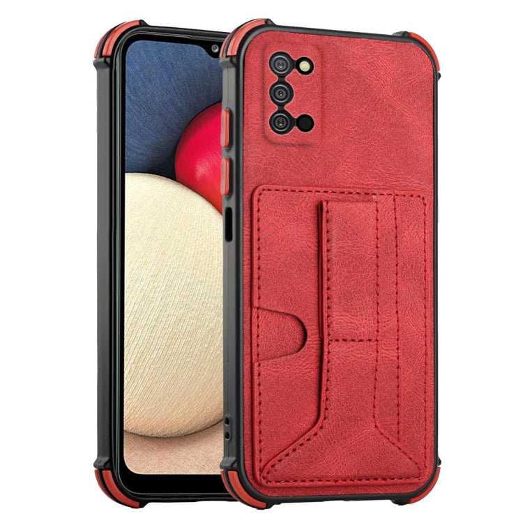 For Samsung Galaxy A02s US Version / A03s Dream PU + TPU Four-corner Shockproof Back Cover Case with Card Slots & Holder