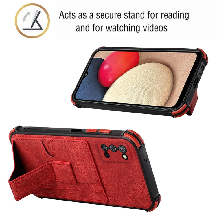 For Samsung Galaxy A02s US Version / A03s Dream PU + TPU Four-corner Shockproof Back Cover Case with Card Slots & Holder