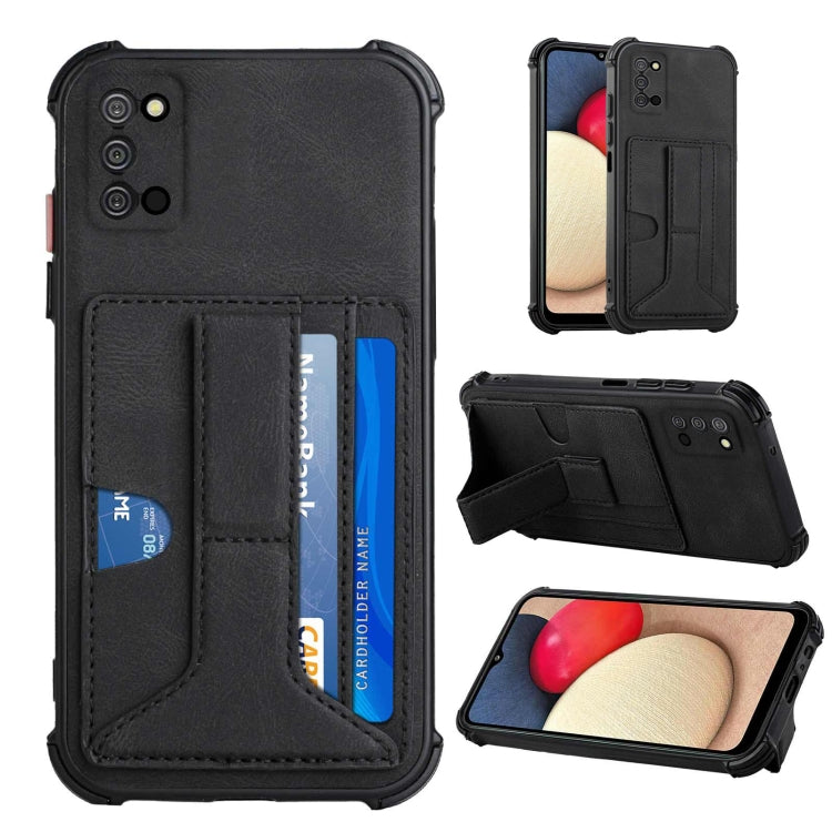 For Samsung Galaxy A02s US Version / A03s Dream PU + TPU Four-corner Shockproof Back Cover Case with Card Slots & Holder