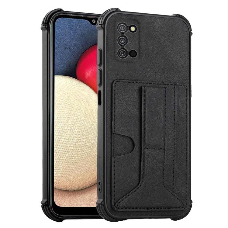 For Samsung Galaxy A02s US Version / A03s Dream PU + TPU Four-corner Shockproof Back Cover Case with Card Slots & Holder