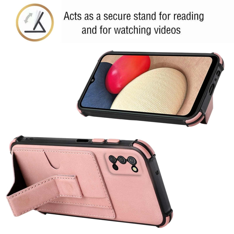 For Samsung Galaxy A02s US Version / A03s Dream PU + TPU Four-corner Shockproof Back Cover Case with Card Slots & Holder