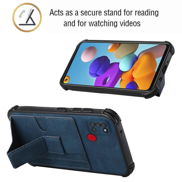 For Samsung Galaxy A21s Dream PU + TPU Four-corner Shockproof Back Cover Case with Card Slots & Holder