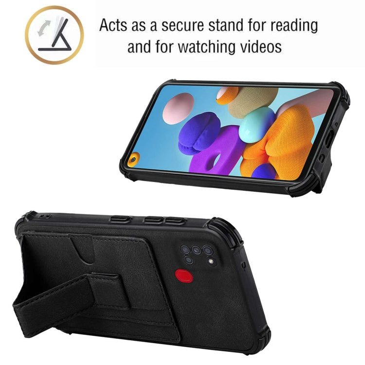 For Samsung Galaxy A21s Dream PU + TPU Four-corner Shockproof Back Cover Case with Card Slots & Holder