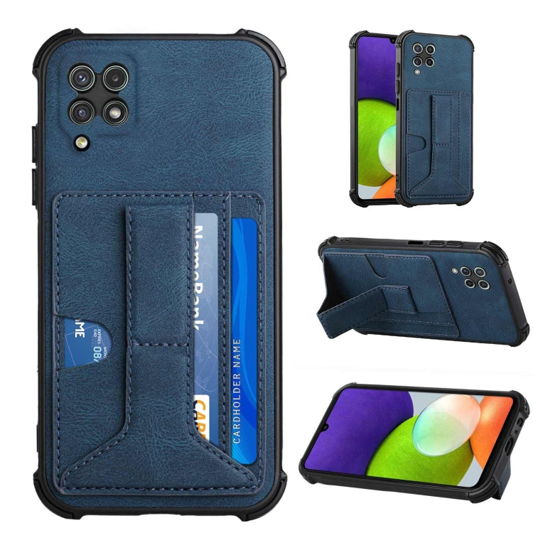 For Samsung Galaxy A22 4G Dream PU + TPU Four-corner Shockproof Back Cover Case with Card Slots & Holder