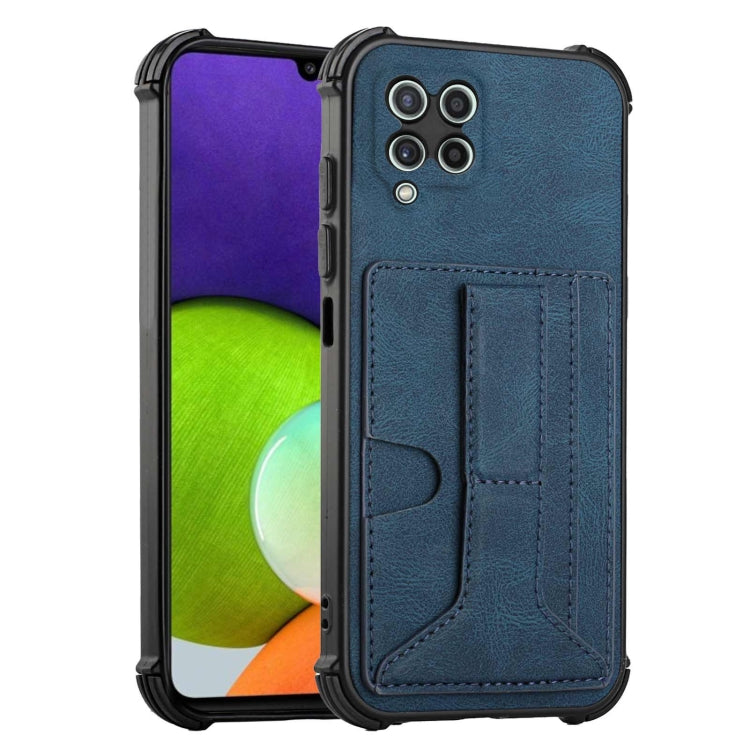 For Samsung Galaxy A22 4G Dream PU + TPU Four-corner Shockproof Back Cover Case with Card Slots & Holder