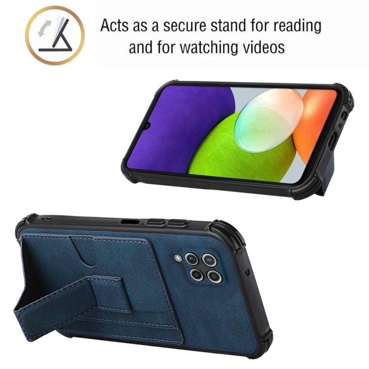 For Samsung Galaxy A22 4G Dream PU + TPU Four-corner Shockproof Back Cover Case with Card Slots & Holder