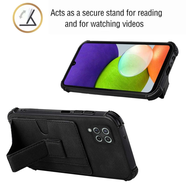 For Samsung Galaxy A22 4G Dream PU + TPU Four-corner Shockproof Back Cover Case with Card Slots & Holder