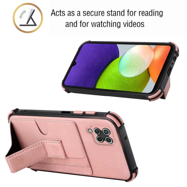 For Samsung Galaxy A22 4G Dream PU + TPU Four-corner Shockproof Back Cover Case with Card Slots & Holder