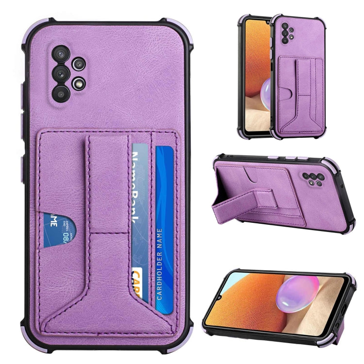 For Samsung Galaxy A32 4G Dream PU + TPU Four-corner Shockproof Back Cover Case with Card Slots & Holder