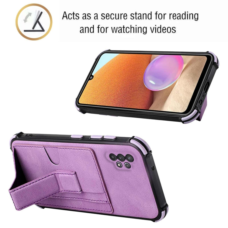 For Samsung Galaxy A32 4G Dream PU + TPU Four-corner Shockproof Back Cover Case with Card Slots & Holder