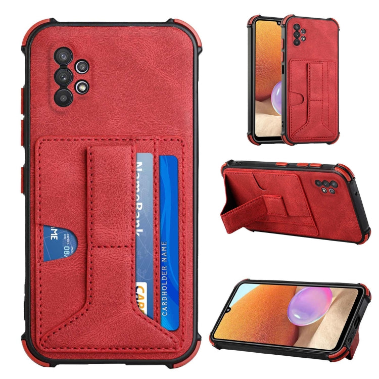 For Samsung Galaxy A32 4G Dream PU + TPU Four-corner Shockproof Back Cover Case with Card Slots & Holder
