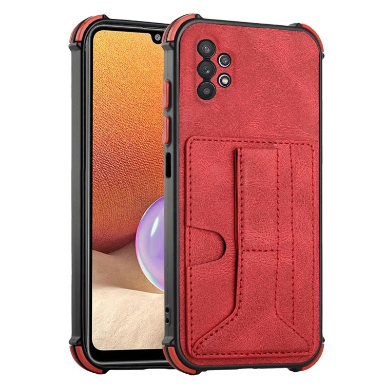 For Samsung Galaxy A32 4G Dream PU + TPU Four-corner Shockproof Back Cover Case with Card Slots & Holder