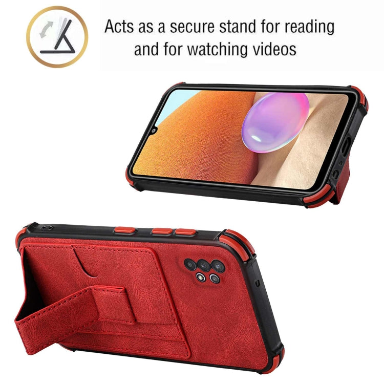 For Samsung Galaxy A32 4G Dream PU + TPU Four-corner Shockproof Back Cover Case with Card Slots & Holder