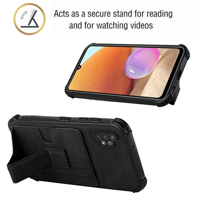 For Samsung Galaxy A32 4G Dream PU + TPU Four-corner Shockproof Back Cover Case with Card Slots & Holder