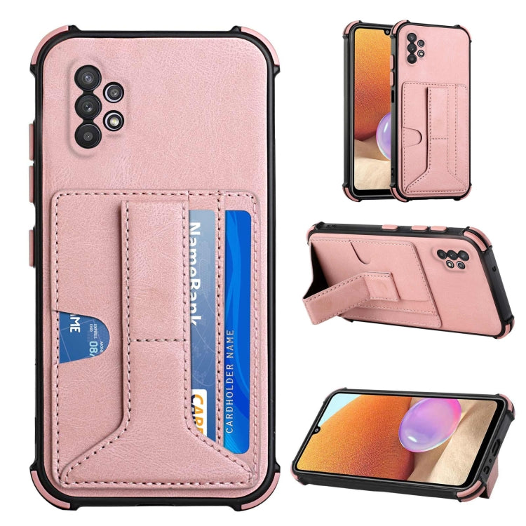 For Samsung Galaxy A32 4G Dream PU + TPU Four-corner Shockproof Back Cover Case with Card Slots & Holder
