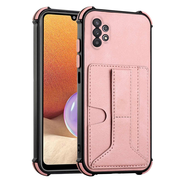 For Samsung Galaxy A32 4G Dream PU + TPU Four-corner Shockproof Back Cover Case with Card Slots & Holder