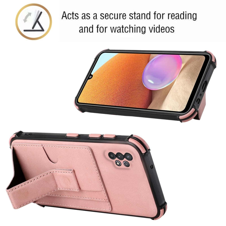 For Samsung Galaxy A32 4G Dream PU + TPU Four-corner Shockproof Back Cover Case with Card Slots & Holder