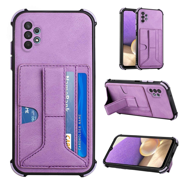 For Samsung Galaxy A32 5G Dream PU + TPU Four-corner Shockproof Back Cover Case with Card Slots & Holder