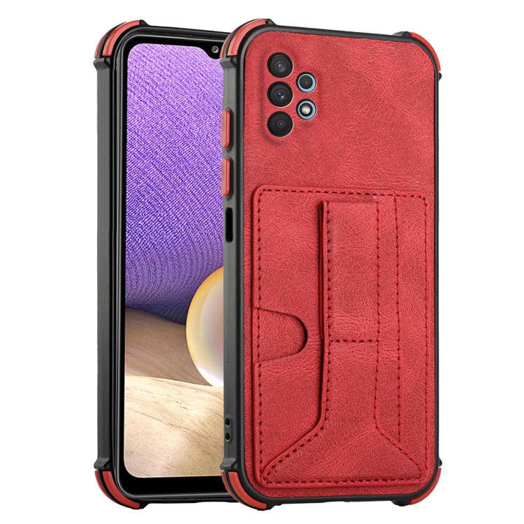 For Samsung Galaxy A32 5G Dream PU + TPU Four-corner Shockproof Back Cover Case with Card Slots & Holder