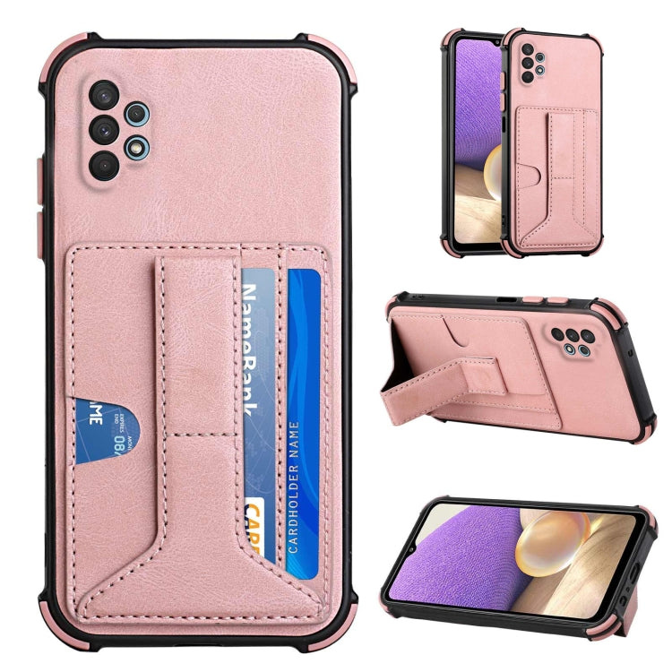 For Samsung Galaxy A32 5G Dream PU + TPU Four-corner Shockproof Back Cover Case with Card Slots & Holder