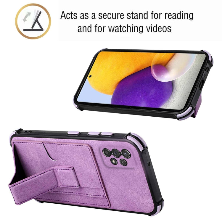 For Samsung Galaxy A52 5G / 4G Dream PU + TPU Four-corner Shockproof Back Cover Case with Card Slots & Holder