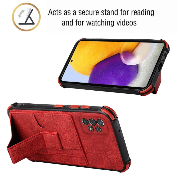 For Samsung Galaxy A52 5G / 4G Dream PU + TPU Four-corner Shockproof Back Cover Case with Card Slots & Holder