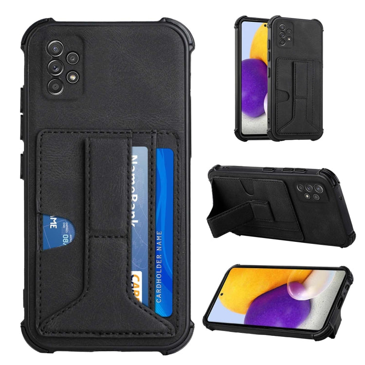 For Samsung Galaxy A52 5G / 4G Dream PU + TPU Four-corner Shockproof Back Cover Case with Card Slots & Holder