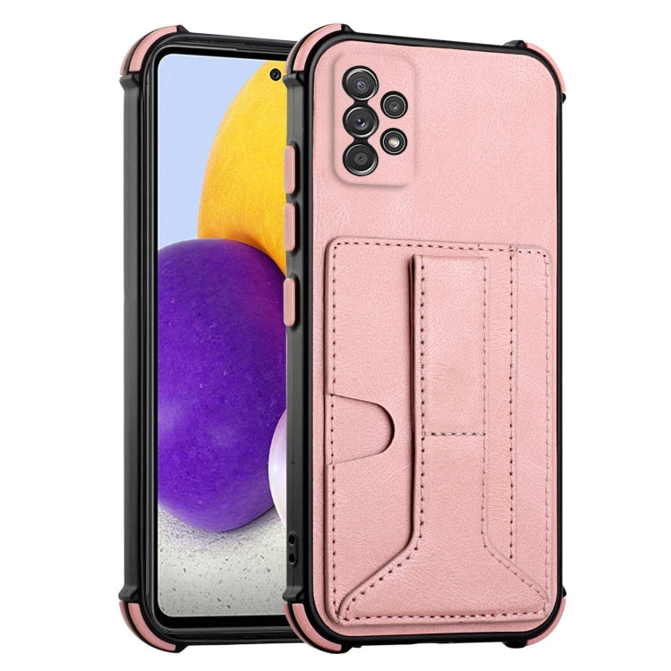 For Samsung Galaxy A52 5G / 4G Dream PU + TPU Four-corner Shockproof Back Cover Case with Card Slots & Holder