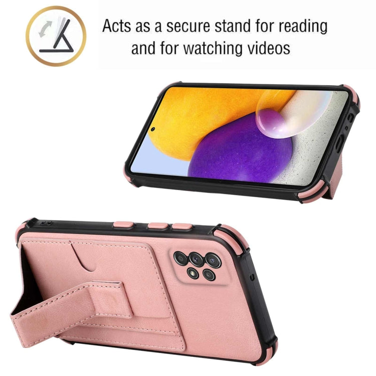 For Samsung Galaxy A52 5G / 4G Dream PU + TPU Four-corner Shockproof Back Cover Case with Card Slots & Holder